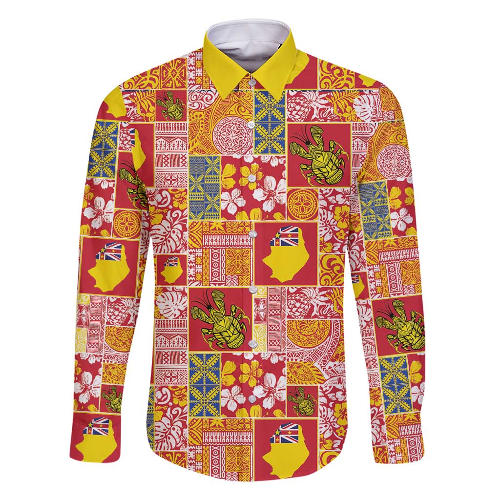 Niue Monuina e Kilisimasi Family Matching Long Sleeve Bodycon Dress and Hawaiian Shirt Pacific Patchwork Xmas Vibes - Polynesian Pride