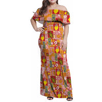 Niue Monuina e Kilisimasi Family Matching Off Shoulder Maxi Dress and Hawaiian Shirt Pacific Patchwork Xmas Vibes - Polynesian Pride