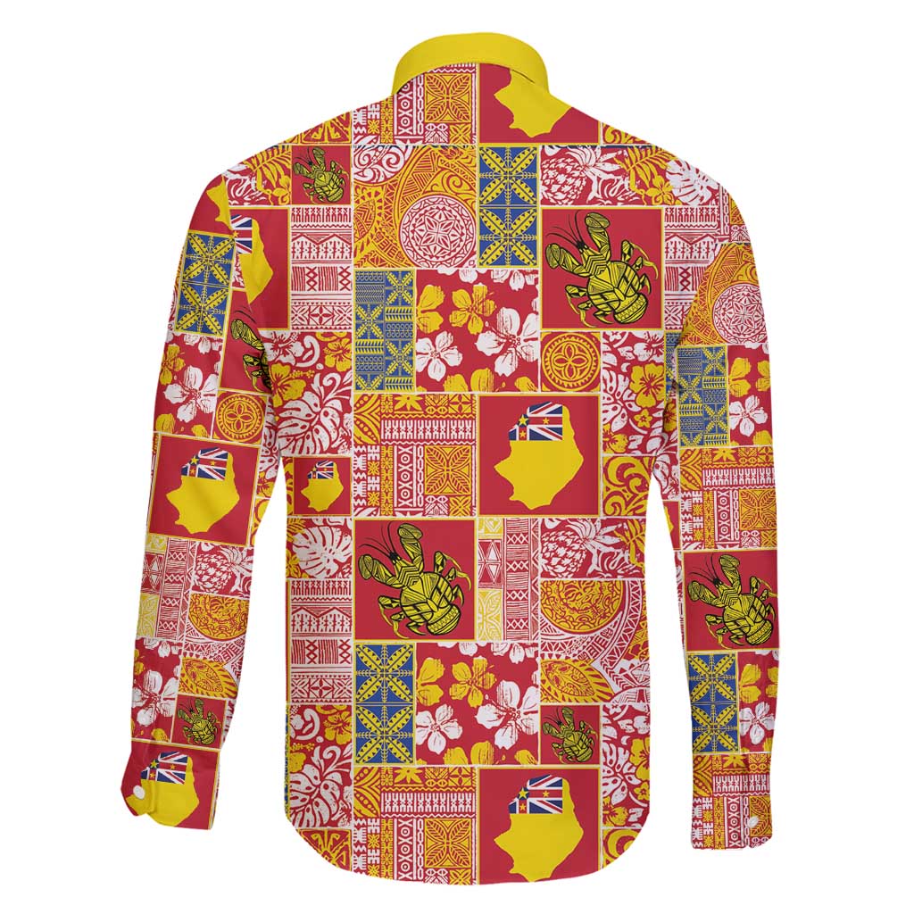 Niue Monuina e Kilisimasi Family Matching Off Shoulder Short Dress and Hawaiian Shirt Pacific Patchwork Xmas Vibes - Polynesian Pride