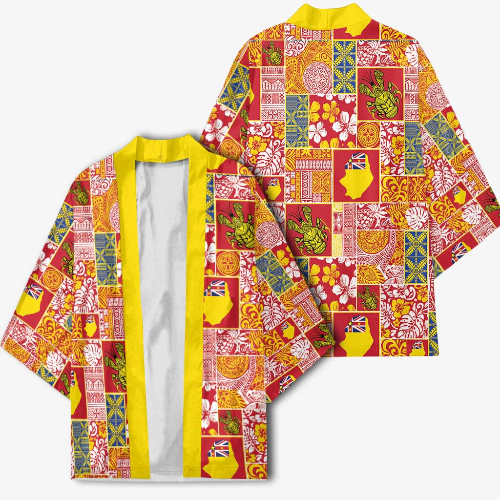 Niue Monuina e Kilisimasi Kimono Pacific Patchwork Xmas Vibes - Polynesian Pride