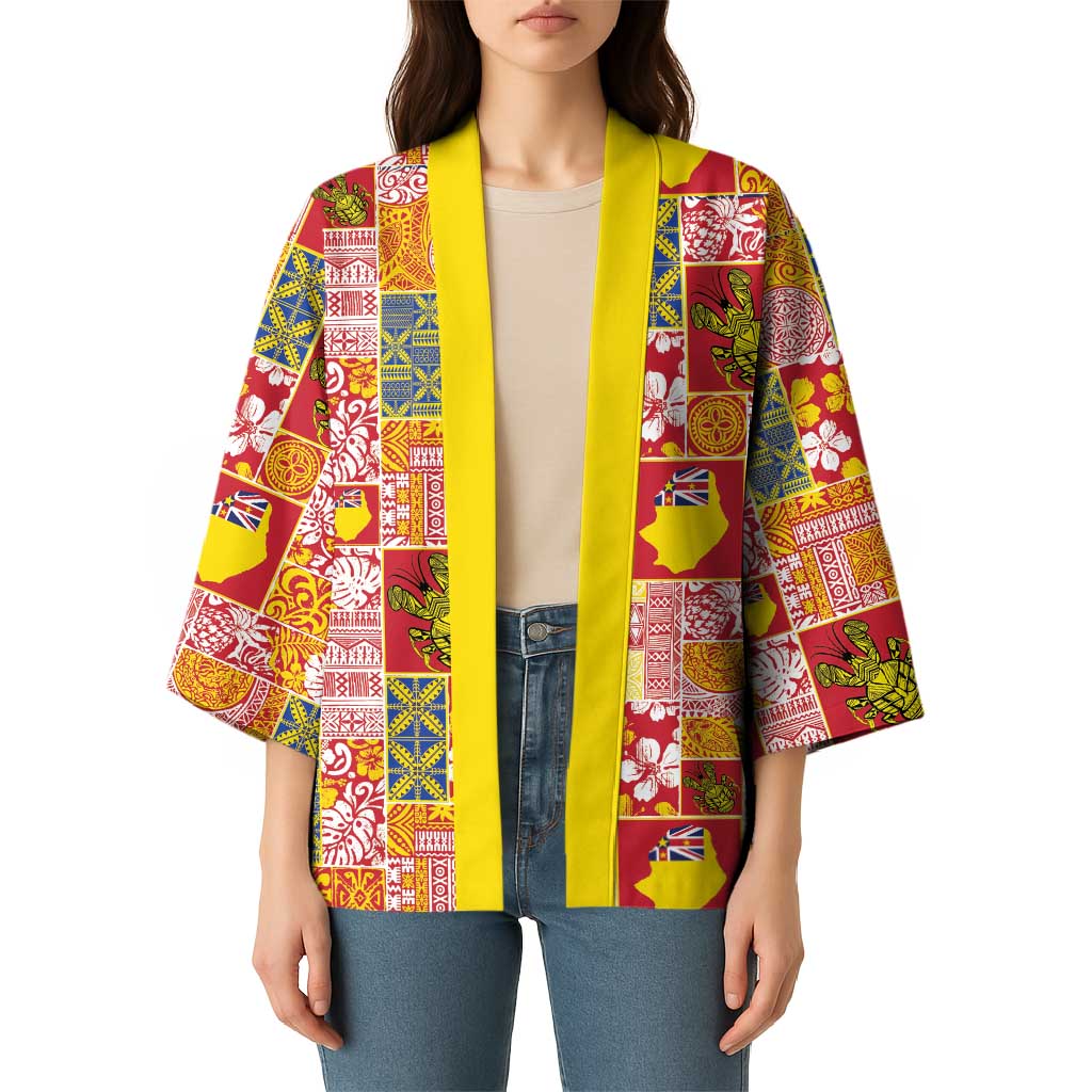 Niue Monuina e Kilisimasi Kimono Pacific Patchwork Xmas Vibes - Polynesian Pride