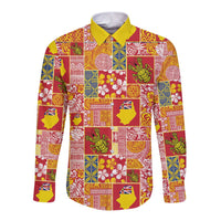 Niue Monuina e Kilisimasi Long Sleeve Button Shirt Pacific Patchwork Xmas Vibes - Polynesian Pride