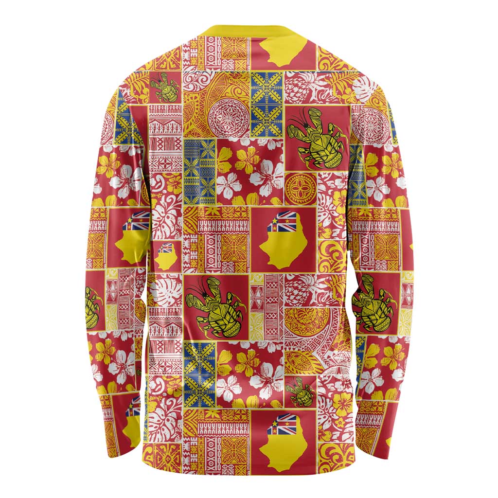 Niue Monuina e Kilisimasi Long Sleeve Shirt Pacific Patchwork Xmas Vibes - Polynesian Pride