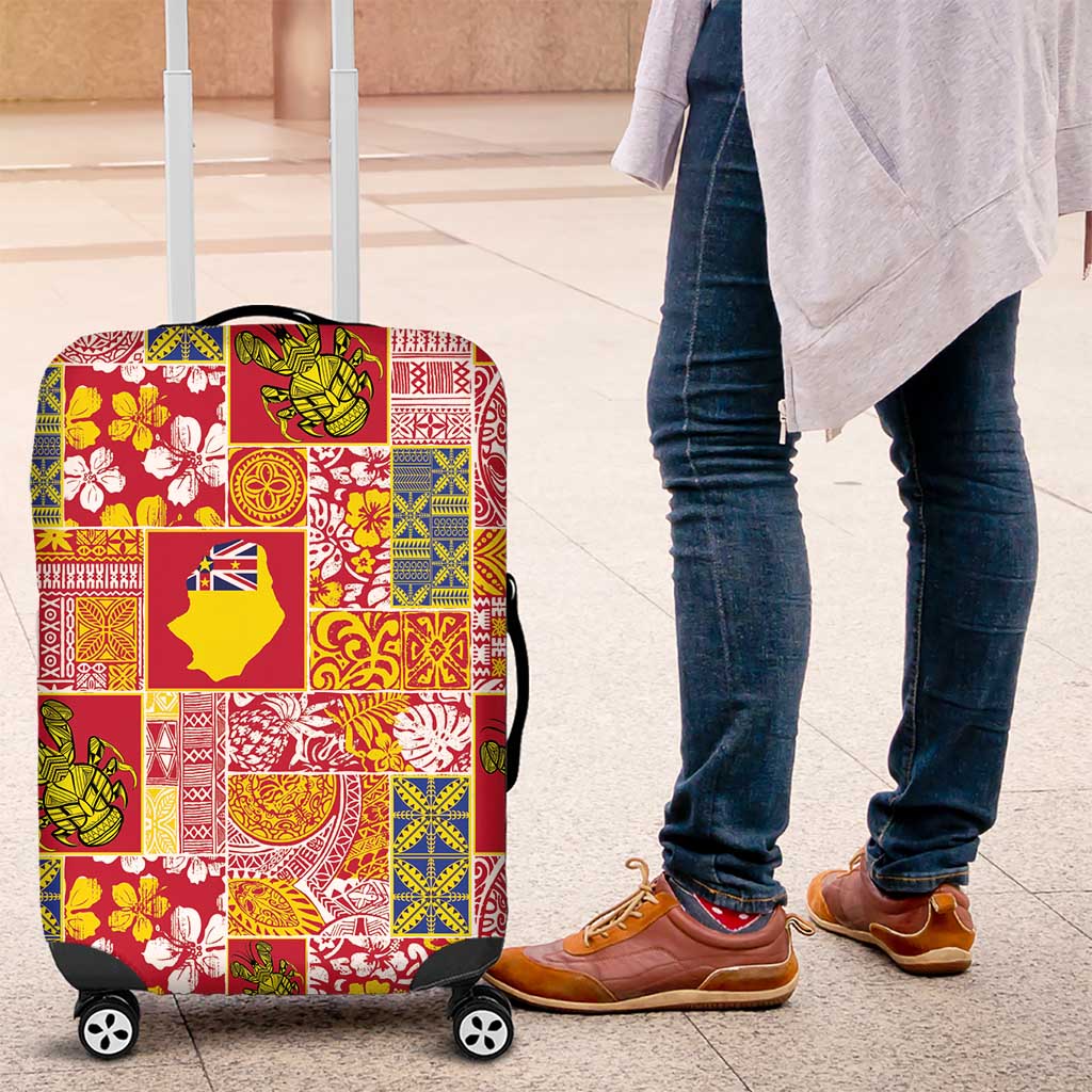 Niue Monuina e Kilisimasi Luggage Cover Pacific Patchwork Xmas Vibes - Polynesian Pride