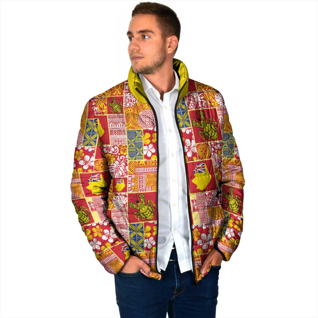 Niue Monuina e Kilisimasi Padded Jacket Pacific Patchwork Xmas Vibes - Polynesian Pride