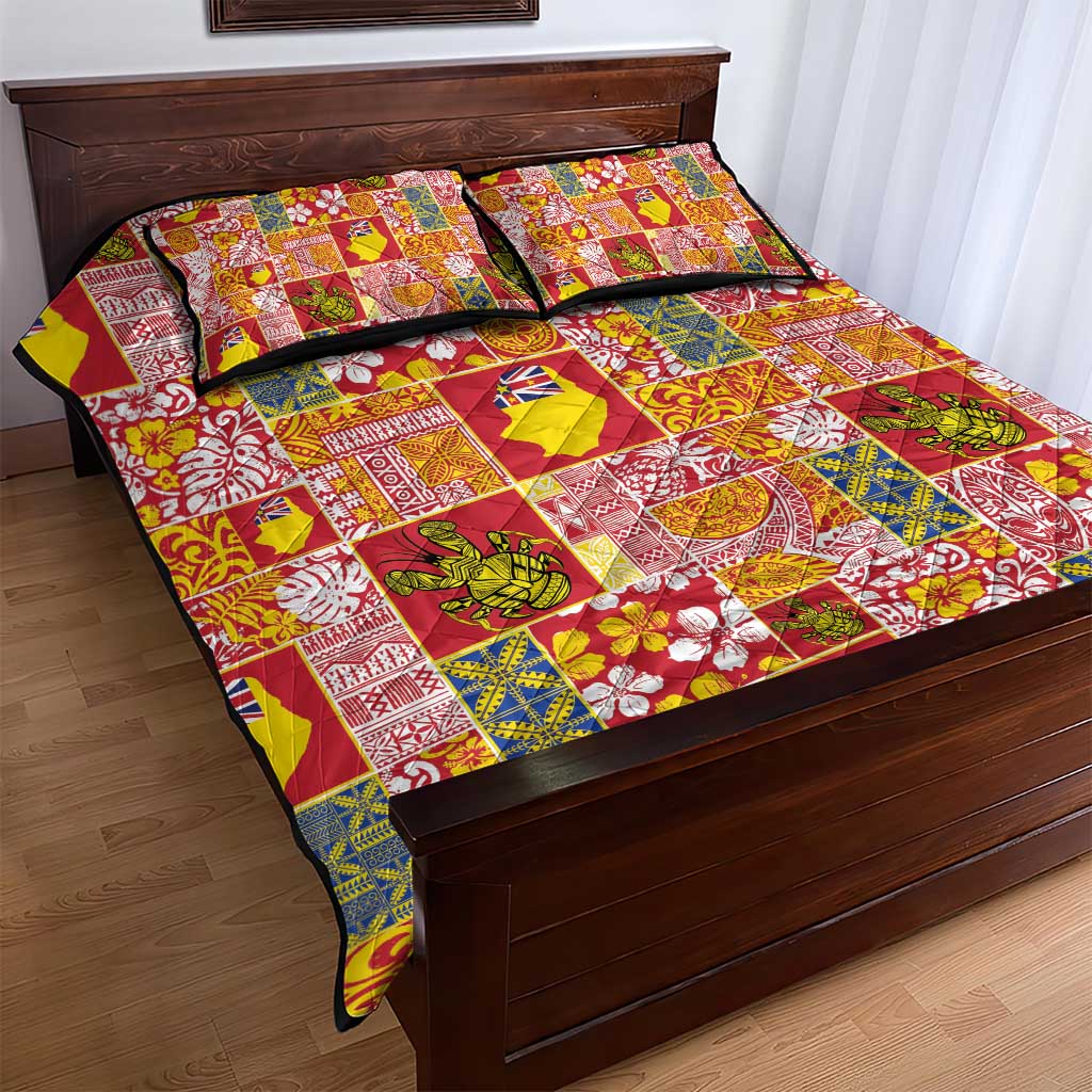 Niue Monuina e Kilisimasi Quilt Bed Set Pacific Patchwork Xmas Vibes - Polynesian Pride