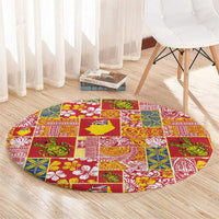 Niue Monuina e Kilisimasi Round Carpet Pacific Patchwork Xmas Vibes - Polynesian Pride