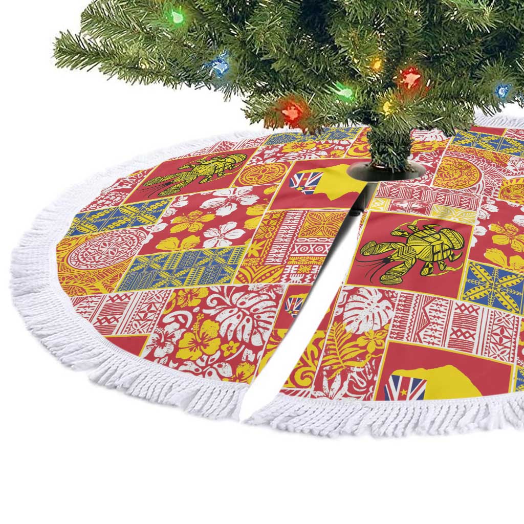 Niue Monuina e Kilisimasi Tree Skirt Pacific Patchwork Xmas Vibes - Polynesian Pride