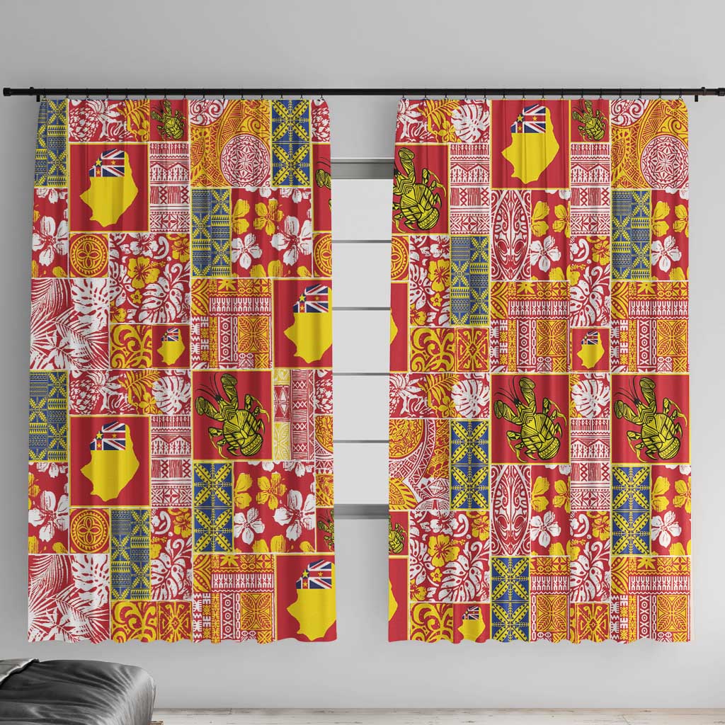 Niue Monuina e Kilisimasi Window Curtain Pacific Patchwork Xmas Vibes - Polynesian Pride
