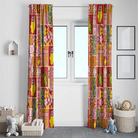Niue Monuina e Kilisimasi Window Curtain Pacific Patchwork Xmas Vibes - Polynesian Pride