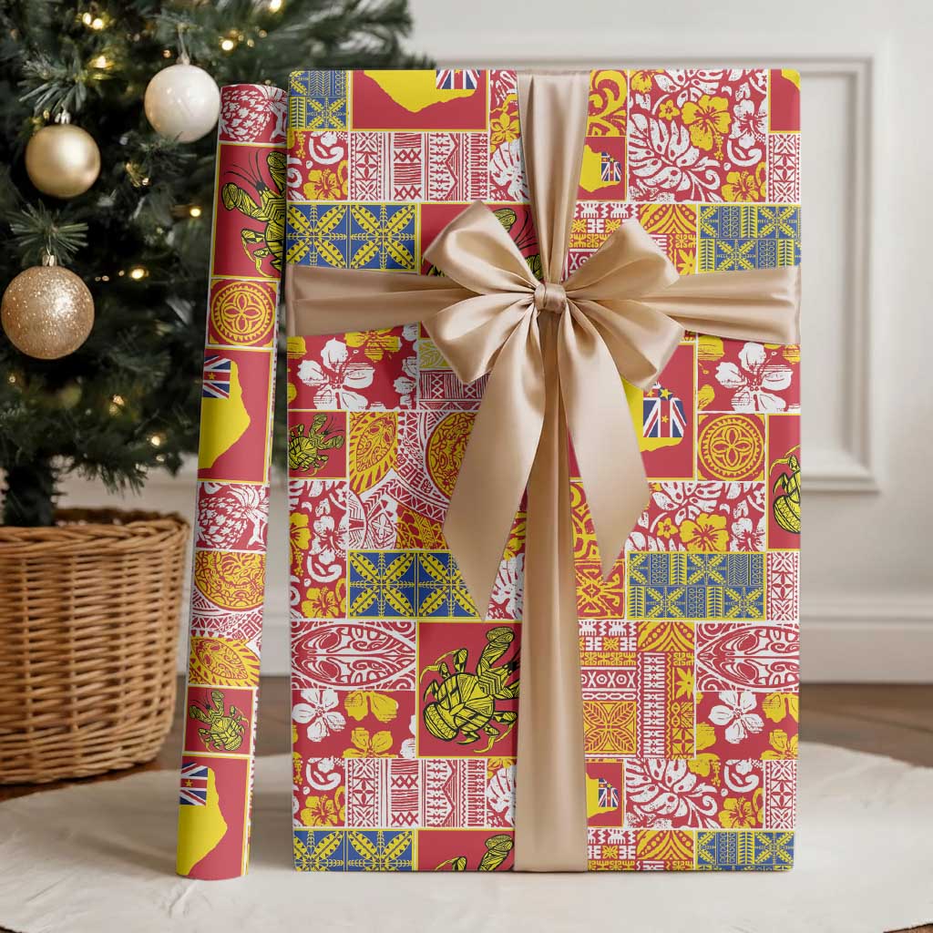 Niue Monuina e Kilisimasi Wrapping Paper Pacific Patchwork Xmas Vibes - Polynesian Pride