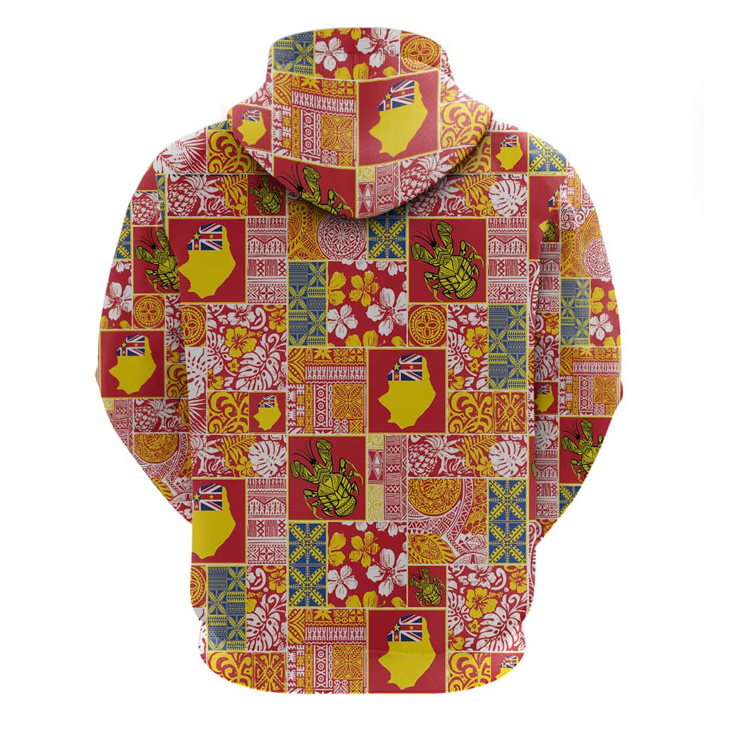 Niue Monuina e Kilisimasi Zip Hoodie Pacific Patchwork Xmas Vibes - Polynesian Pride