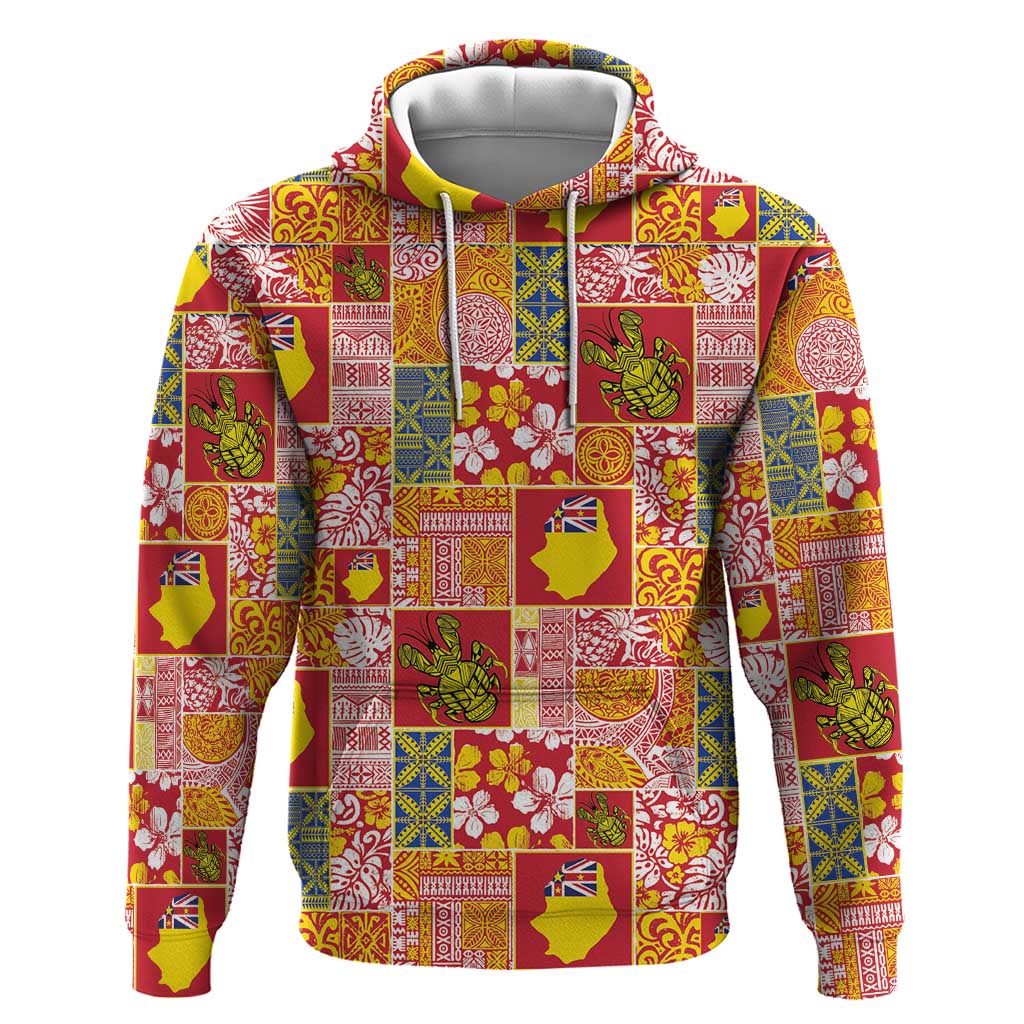 Niue Monuina e Kilisimasi Zip Hoodie Pacific Patchwork Xmas Vibes - Polynesian Pride