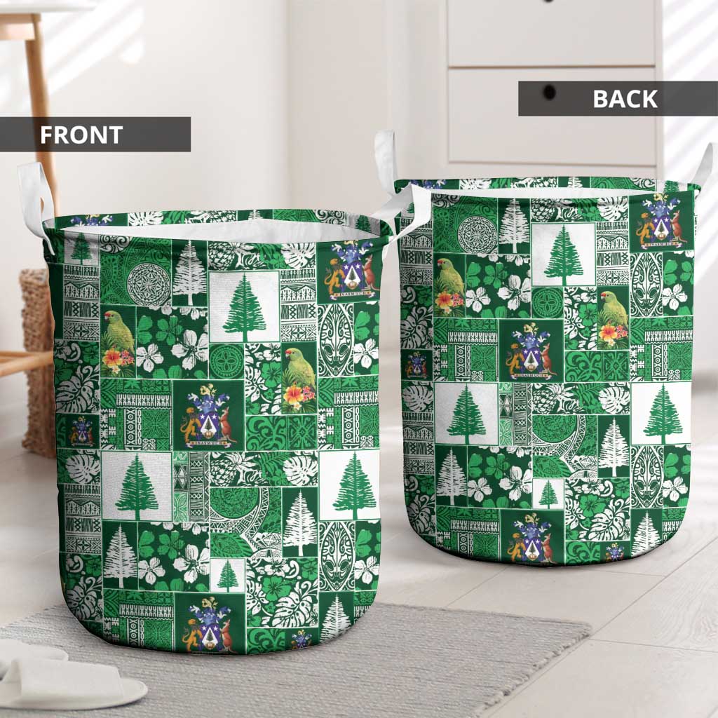 Norfolk Island Meri Krismas Laundry Basket Pacific Patchwork Xmas Vibes - Polynesian Pride