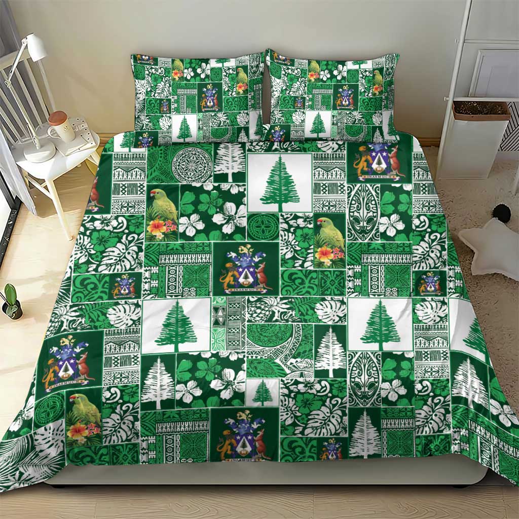 Norfolk Island Meri Krismas Bedding Set Pacific Patchwork Xmas Vibes - Polynesian Pride