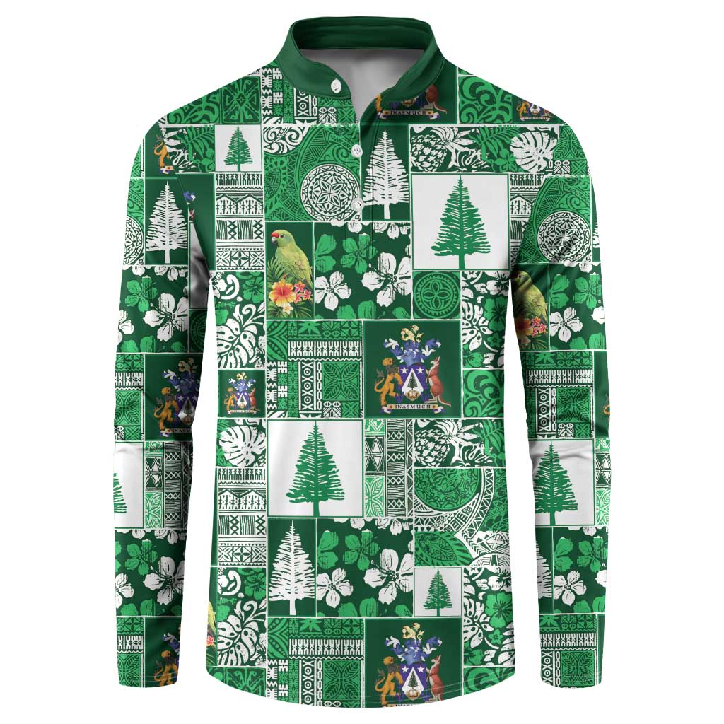 Norfolk Island Meri Krismas Button Sweatshirt Pacific Patchwork Xmas Vibes - Polynesian Pride