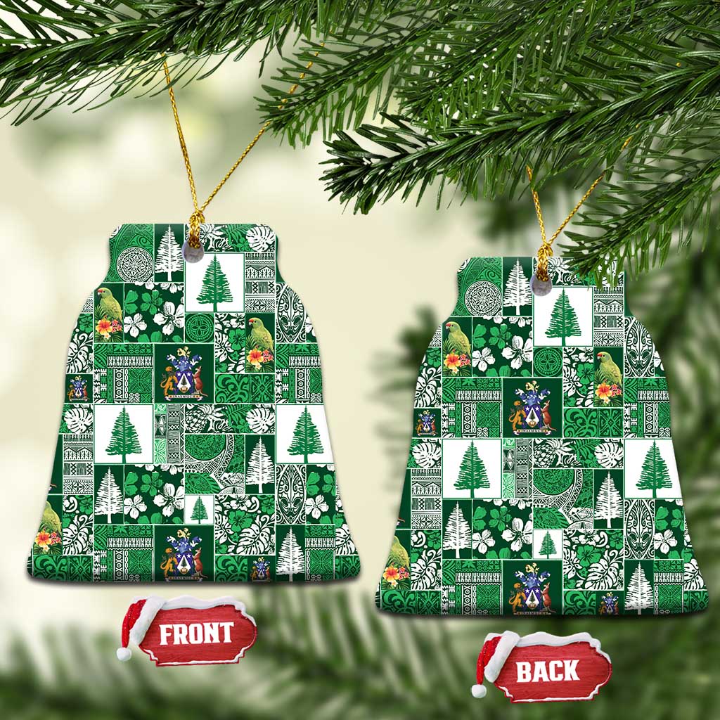 Norfolk Island Meri Krismas Ceramic Ornament Pacific Patchwork Xmas Vibes - Polynesian Pride