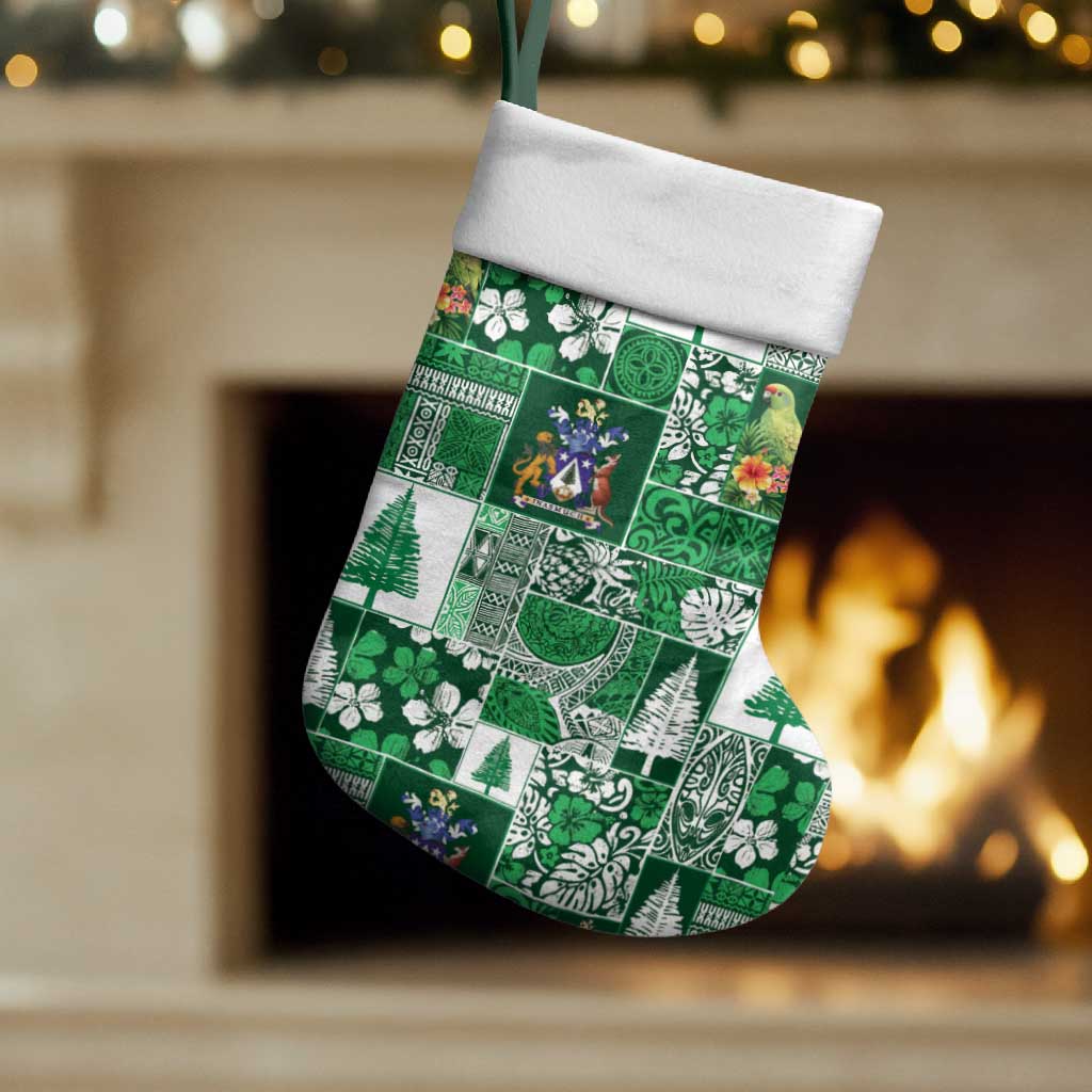 Norfolk Island Meri Krismas Christmas Stocking Pacific Patchwork Xmas Vibes - Polynesian Pride