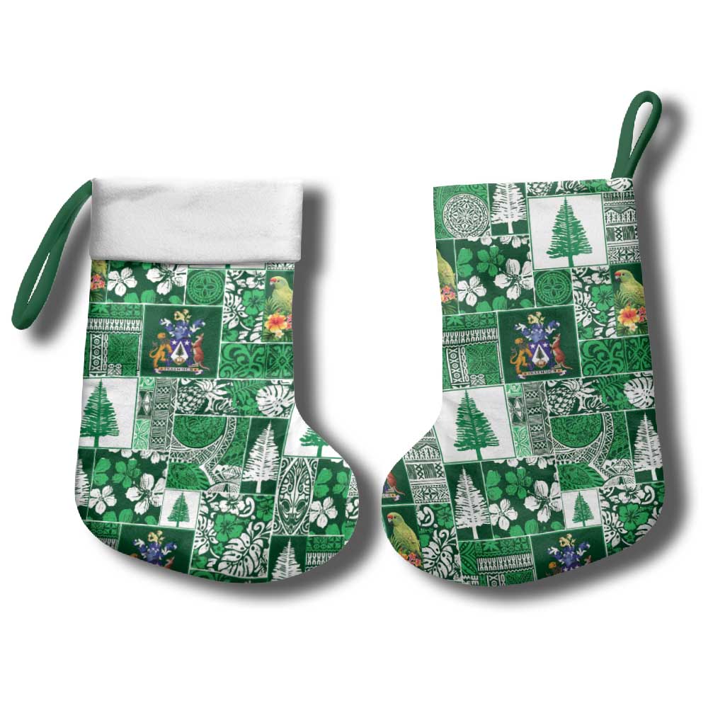 Norfolk Island Meri Krismas Christmas Stocking Pacific Patchwork Xmas Vibes - Polynesian Pride