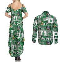 Norfolk Island Meri Krismas Couples Matching Summer Maxi Dress and Long Sleeve Button Shirt Pacific Patchwork Xmas Vibes - Polynesian Pride
