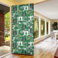 Norfolk Island Meri Krismas Door Cover Pacific Patchwork Xmas Vibes - Polynesian Pride