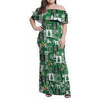 Norfolk Island Meri Krismas Family Matching Off Shoulder Maxi Dress and Hawaiian Shirt Pacific Patchwork Xmas Vibes - Polynesian Pride