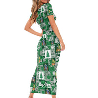 Norfolk Island Meri Krismas Family Matching Short Sleeve Bodycon Dress and Hawaiian Shirt Pacific Patchwork Xmas Vibes - Polynesian Pride