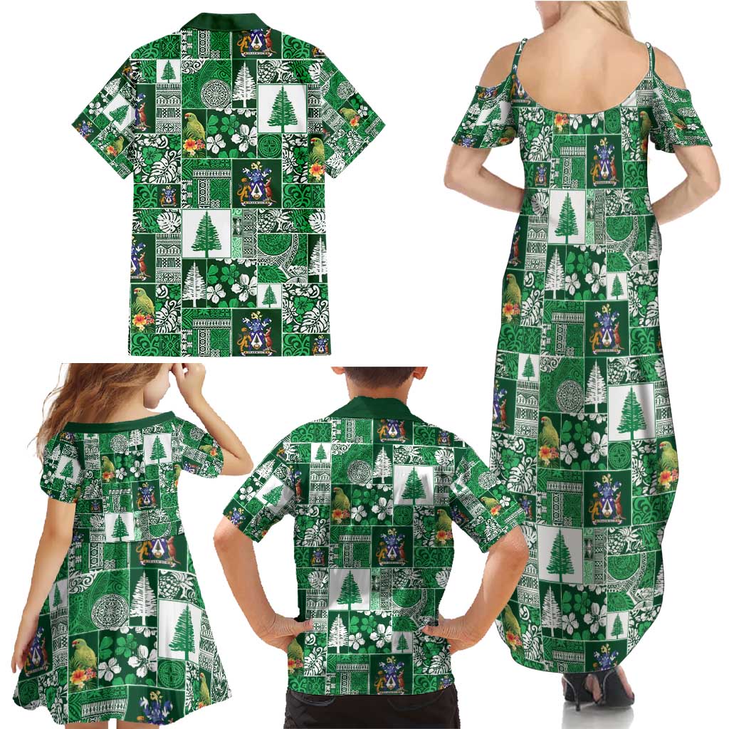 Norfolk Island Meri Krismas Family Matching Summer Maxi Dress and Hawaiian Shirt Pacific Patchwork Xmas Vibes - Polynesian Pride