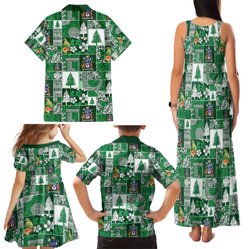Norfolk Island Meri Krismas Family Matching Tank Maxi Dress and Hawaiian Shirt Pacific Patchwork Xmas Vibes - Polynesian Pride