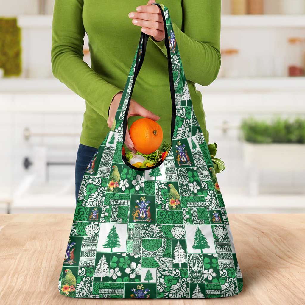 Norfolk Island Meri Krismas Grocery Bag Pacific Patchwork Xmas Vibes - Polynesian Pride