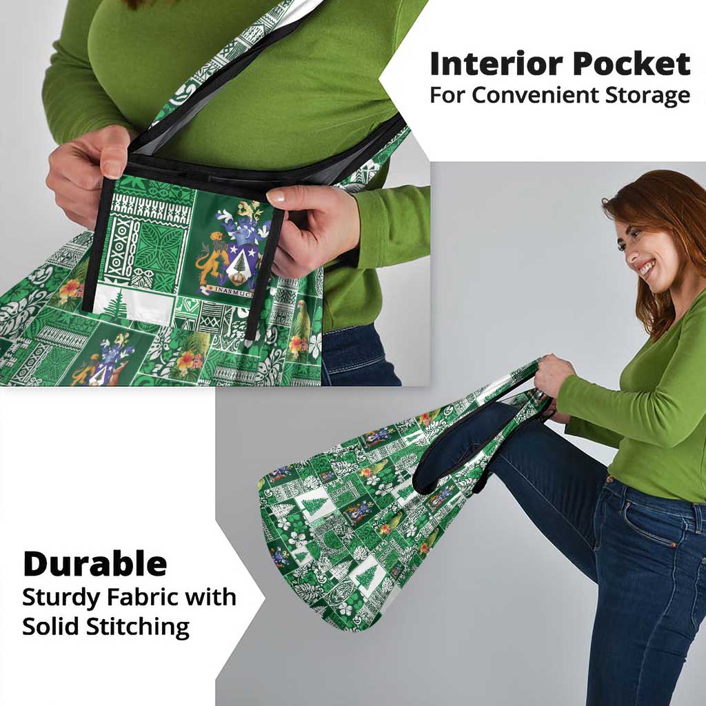 Norfolk Island Meri Krismas Grocery Bag Pacific Patchwork Xmas Vibes - Polynesian Pride