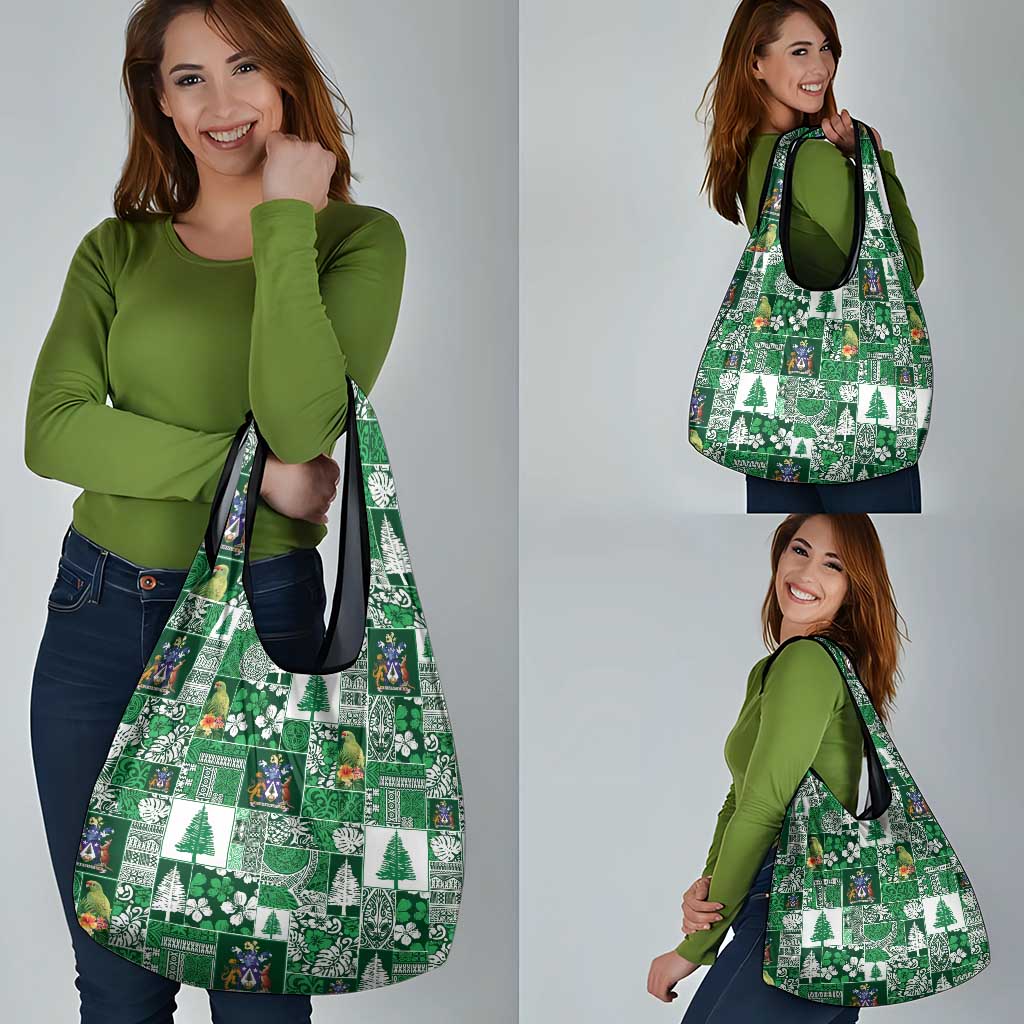 Norfolk Island Meri Krismas Grocery Bag Pacific Patchwork Xmas Vibes - Polynesian Pride