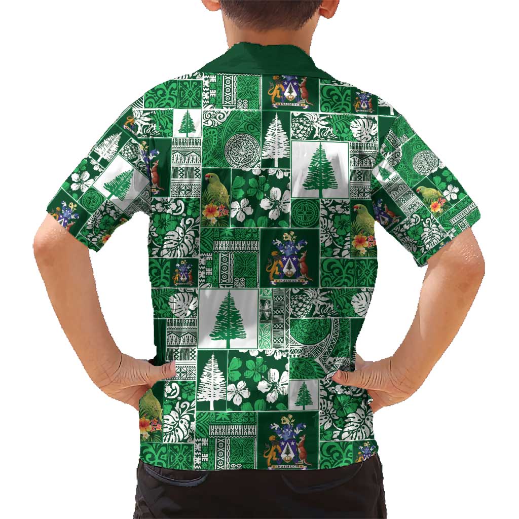 Norfolk Island Meri Krismas Kid Hawaiian Shirt Pacific Patchwork Xmas Vibes - Polynesian Pride