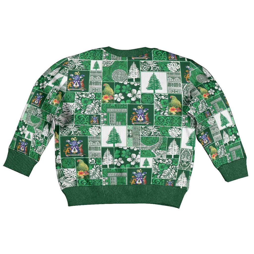 Norfolk Island Meri Krismas Kid Ugly Christmas Sweater Pacific Patchwork Xmas Vibes - Polynesian Pride