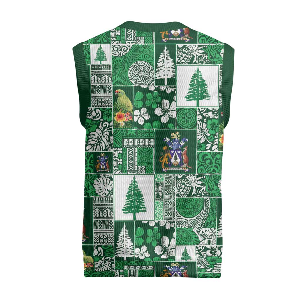 Norfolk Island Meri Krismas Christmas Knitted V-Neck Vest Pacific Patchwork Xmas Vibes - Polynesian Pride