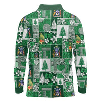 Norfolk Island Meri Krismas Long Sleeve Polo Shirt Pacific Patchwork Xmas Vibes - Polynesian Pride