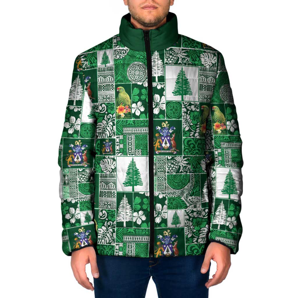 Norfolk Island Meri Krismas Padded Jacket Pacific Patchwork Xmas Vibes - Polynesian Pride