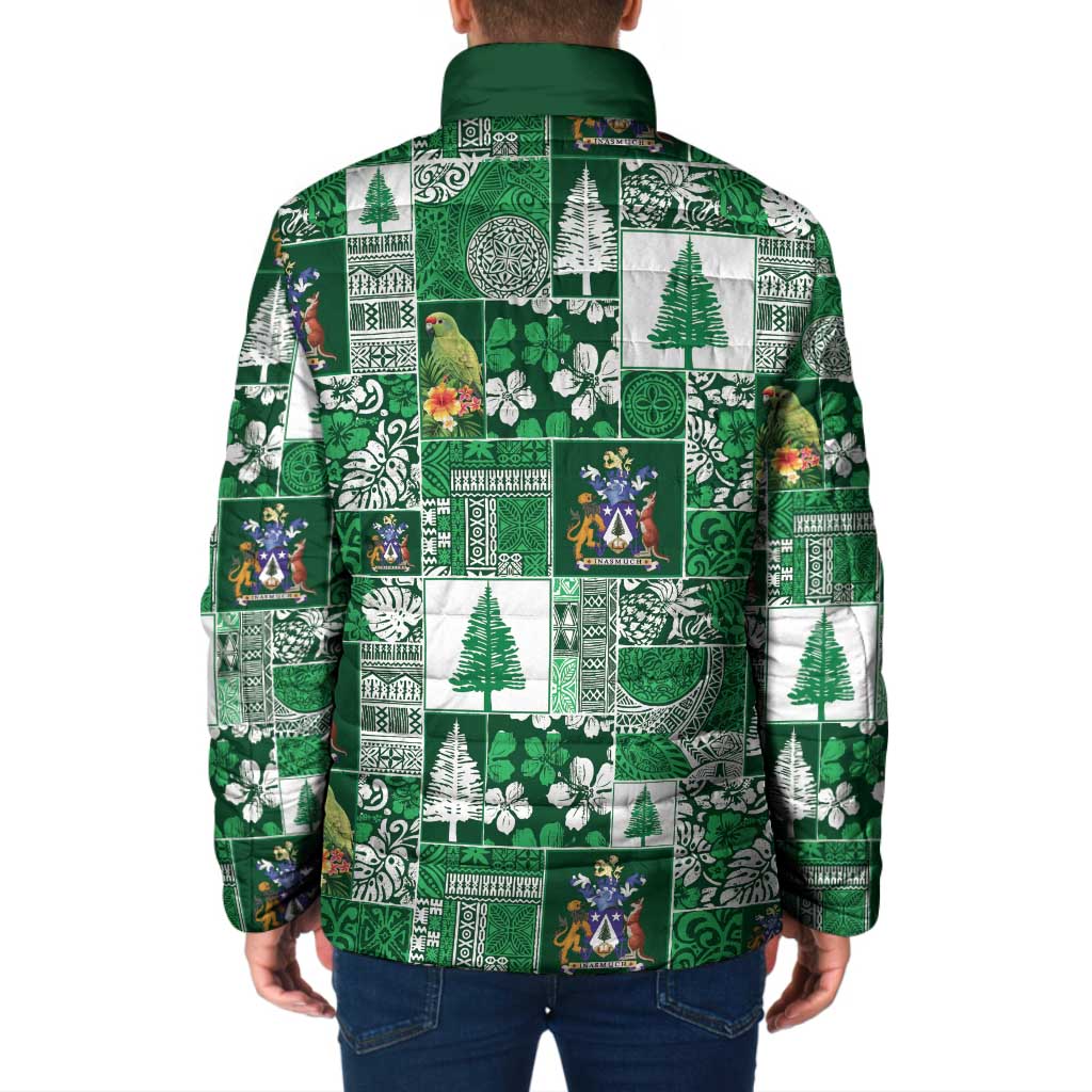 Norfolk Island Meri Krismas Padded Jacket Pacific Patchwork Xmas Vibes - Polynesian Pride