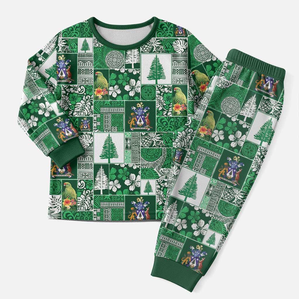 Norfolk Island Meri Krismas Christmas Pajama Set Pacific Patchwork Xmas Vibes - Polynesian Pride