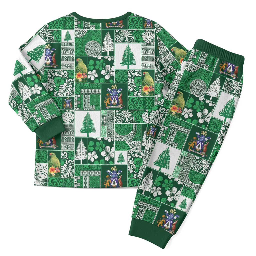 Norfolk Island Meri Krismas Christmas Pajama Set Pacific Patchwork Xmas Vibes - Polynesian Pride