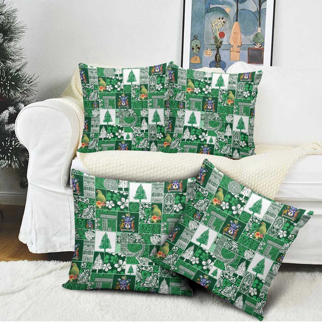 Norfolk Island Meri Krismas Pillow Cover Pacific Patchwork Xmas Vibes - Polynesian Pride