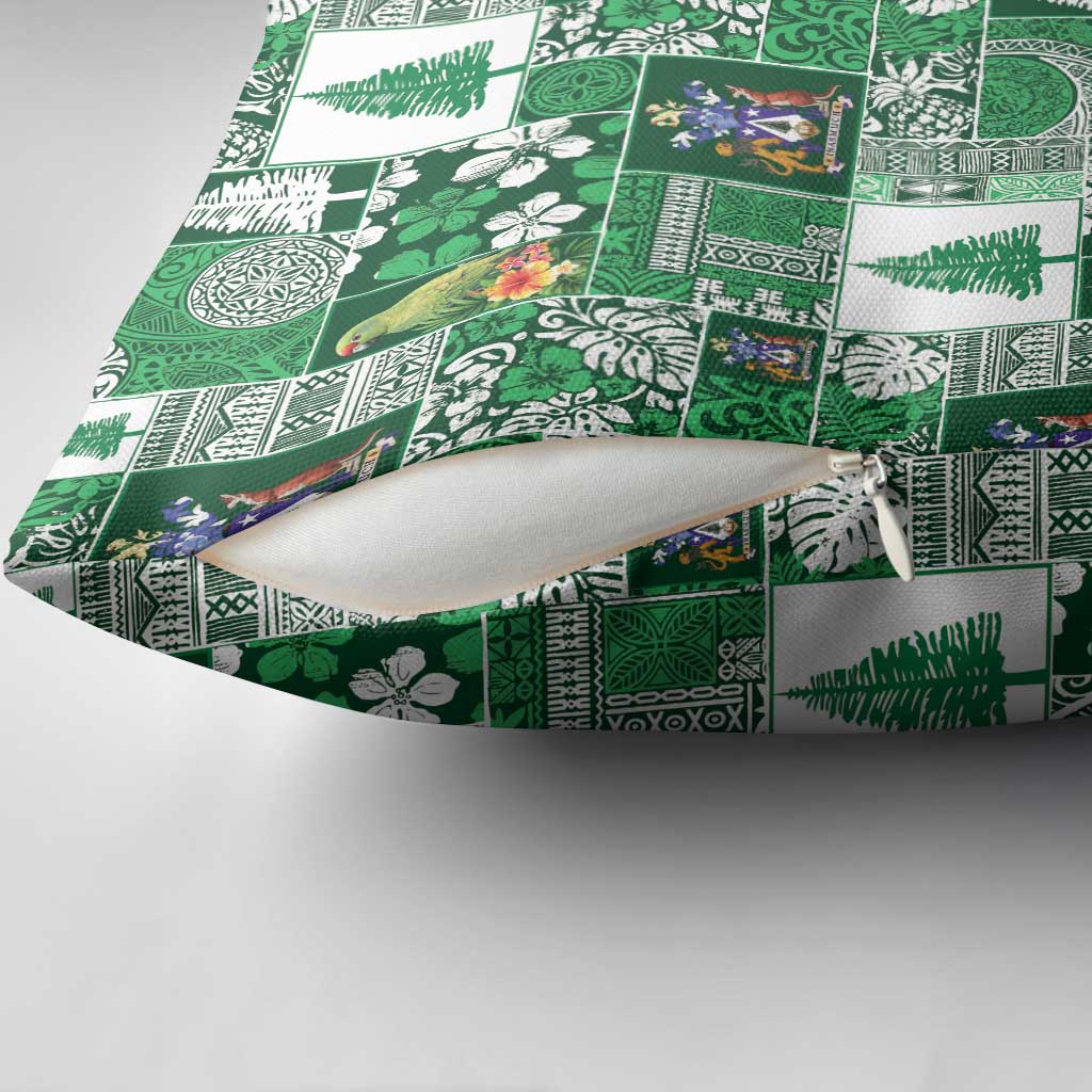 Norfolk Island Meri Krismas Pillow Cover Pacific Patchwork Xmas Vibes - Polynesian Pride