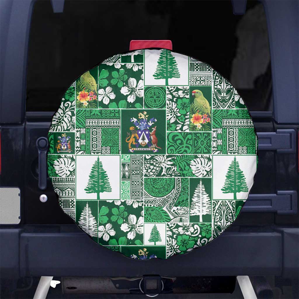 Norfolk Island Meri Krismas Spare Tire Cover Pacific Patchwork Xmas Vibes - Polynesian Pride
