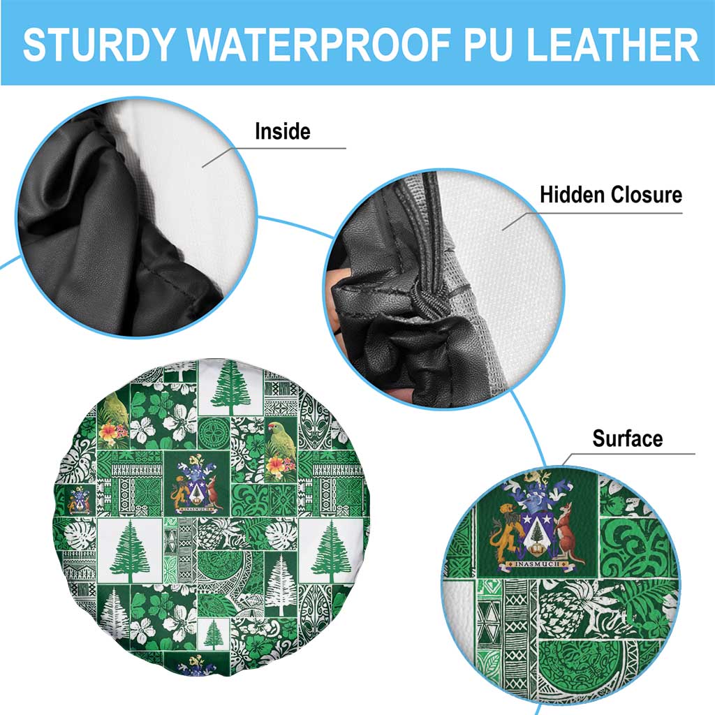 Norfolk Island Meri Krismas Spare Tire Cover Pacific Patchwork Xmas Vibes - Polynesian Pride