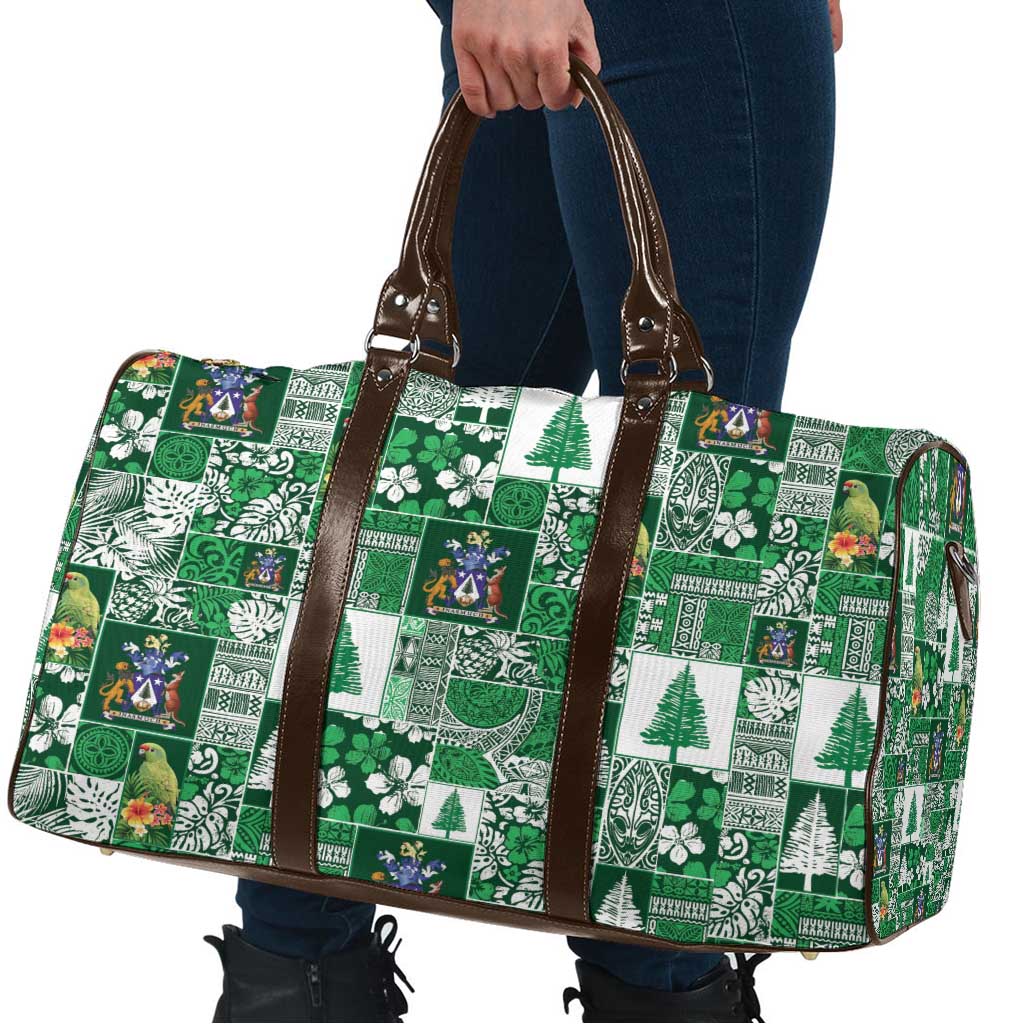 Norfolk Island Meri Krismas Travel Bag Pacific Patchwork Xmas Vibes - Polynesian Pride