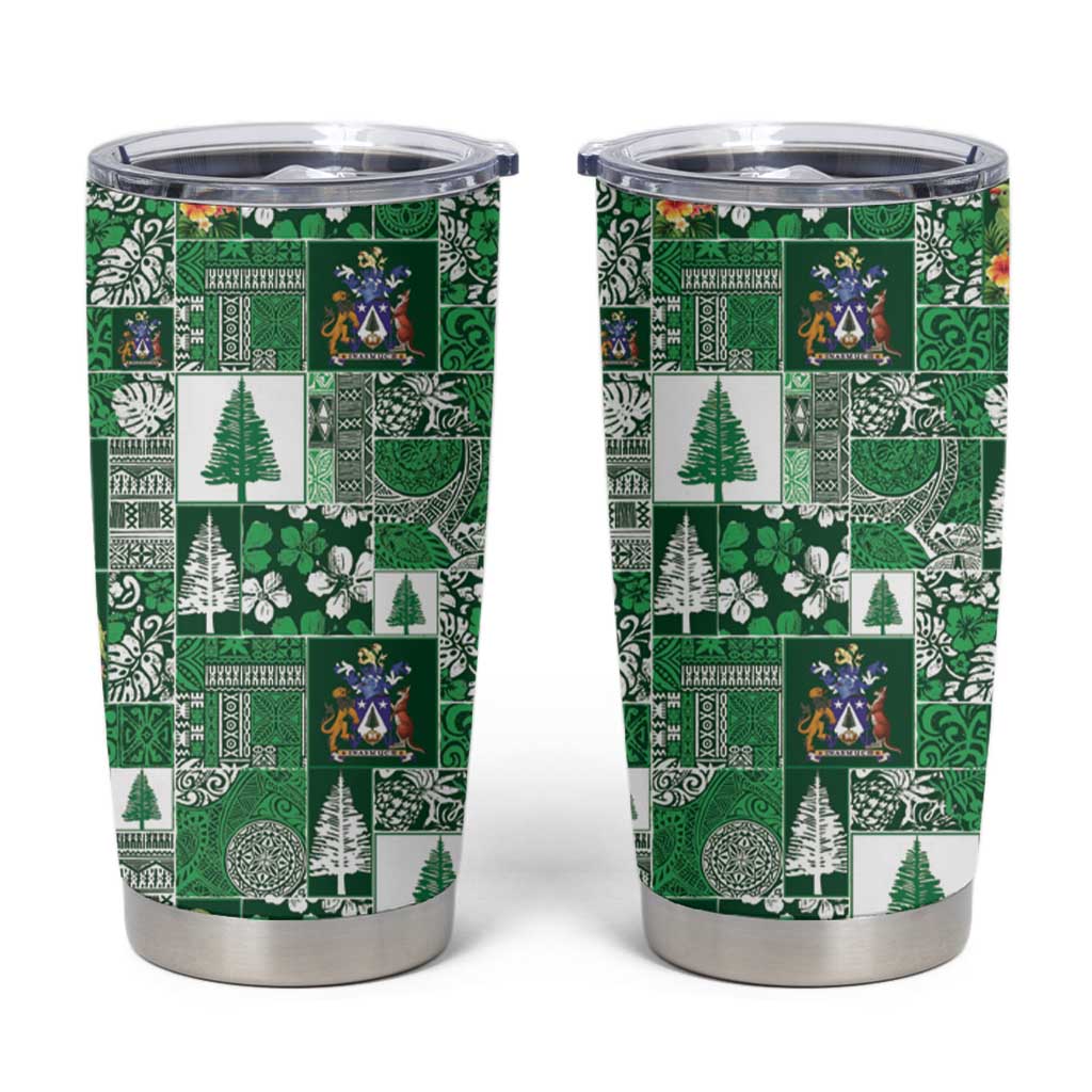 Norfolk Island Meri Krismas Tumbler Cup Pacific Patchwork Xmas Vibes - Polynesian Pride