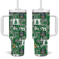 Norfolk Island Meri Krismas Tumbler With Handle Pacific Patchwork Xmas Vibes - Polynesian Pride
