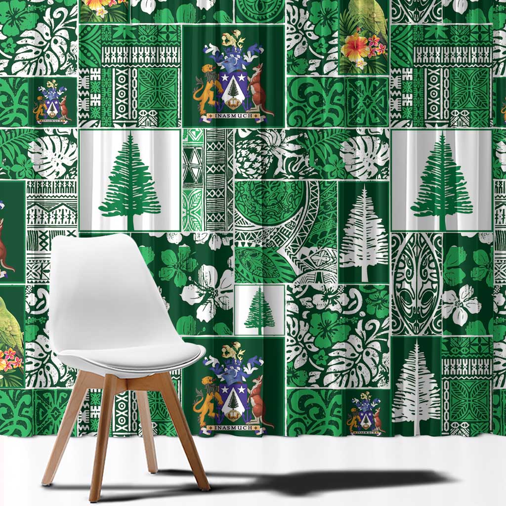 Norfolk Island Meri Krismas Window Curtain Pacific Patchwork Xmas Vibes - Polynesian Pride