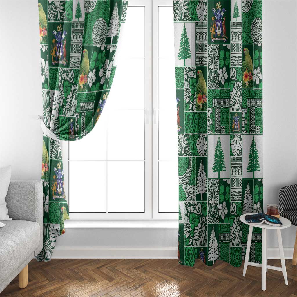 Norfolk Island Meri Krismas Window Curtain Pacific Patchwork Xmas Vibes - Polynesian Pride