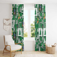 Norfolk Island Meri Krismas Window Curtain Pacific Patchwork Xmas Vibes - Polynesian Pride